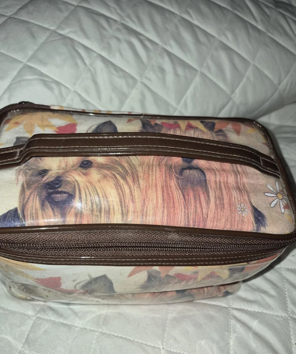 YORKIE MAKEUP CASE WITH STRAP
